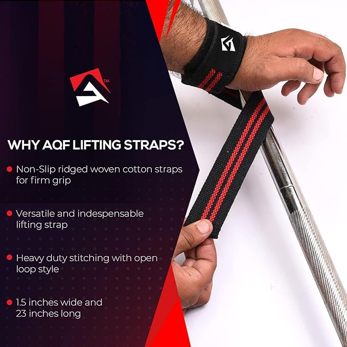 Lifting Wrist Straps for Weightlifting, Powerlifting & Deadlifts – 23” Neoprene Padded Cotton Straps for Strength Training & Gym Workouts - Maximum Grip Support for Men & Women