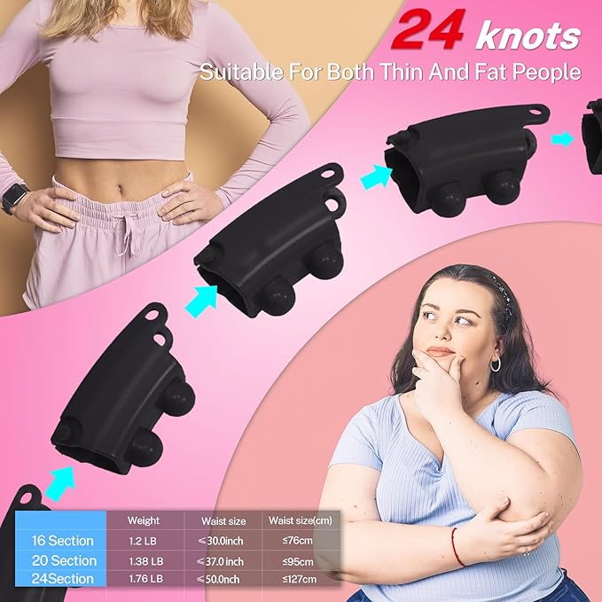 Brebon Weighted Hoola Exercise Fit Hoops Plus Size 2 in 1 Weight 24 Detachable