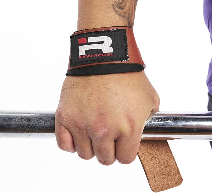Iron Rebel Padded Leather Lifting Straps for Men & Women | Gym Weightlifting Straps | Comfortable Grips for Deadlifts, Training, Powerlifting, & Bodybuilding