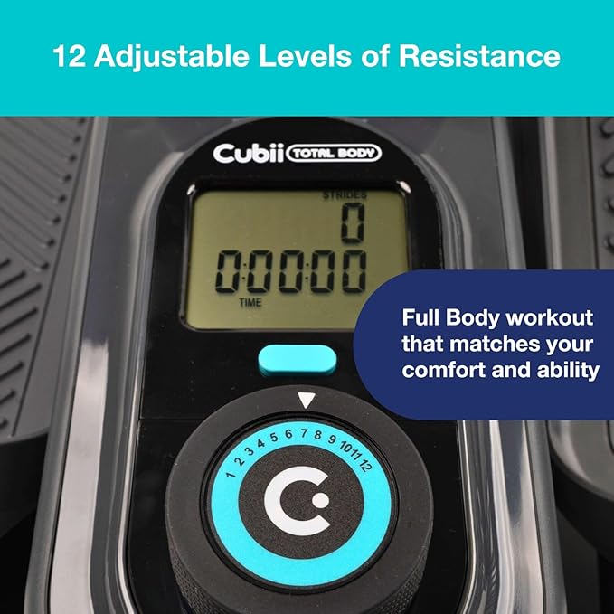 Cubii Total Body - Compact 2-in-1 Elliptical with 12 Resistance Levels, Low-Impact Cardio & Strength Training with an Ergonomic Pulley System for a Full-Body Workout - Adult to Senior