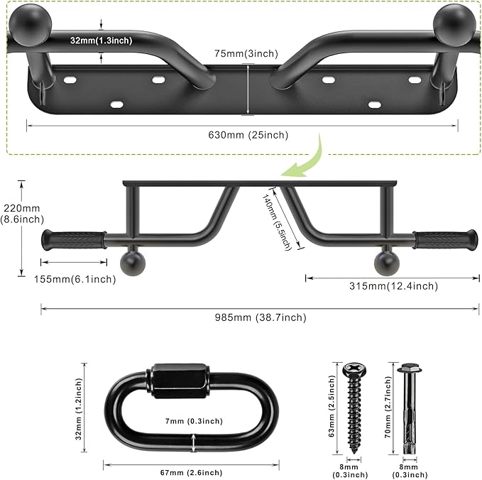 Kipika Heavy Duty Wall Mounted Doorway Pull Up Bar