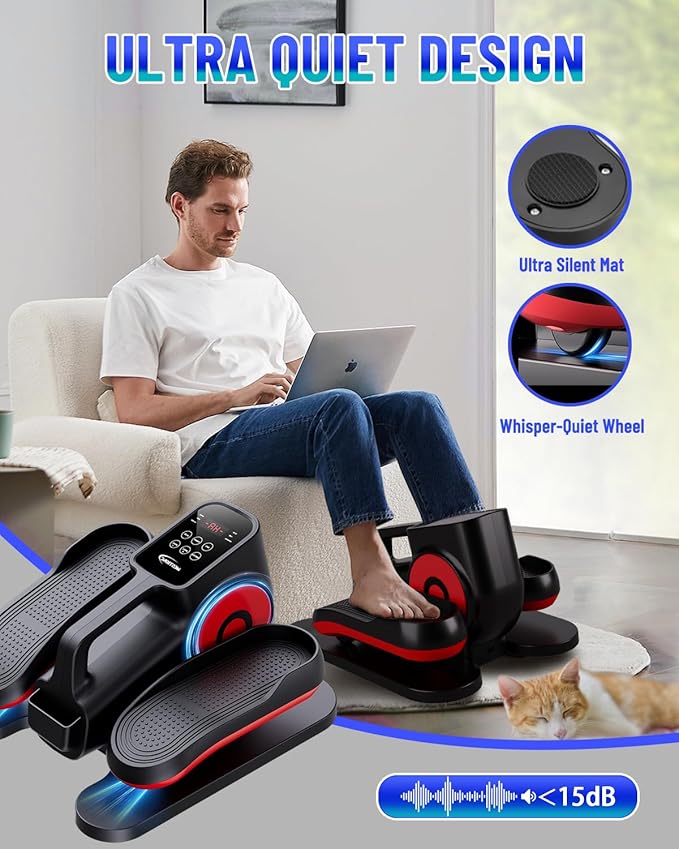 Under Desk Elliptical Machine, Ellipse Leg Exerciser Electric as Seen on TV for Seniors with Remote Control & 10 Adjustable Speeds,Quiet & Portable Mini Seated Pedal Exerciser