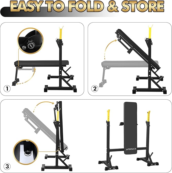 Bench Press, CANPA Olympic Weight Bench with Squat
