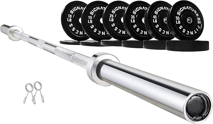 Signature Fitness 2" Olympic Bumper Plate Weight Plates 7FT Olympic