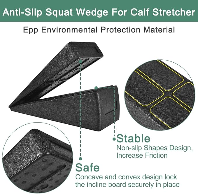 Slant Board Squat Wedge for Calf Stretching,3 Pcs 12" x 6.3" Foot Stretcher Balance Board for Plantar Fasciitis, Adjustable Foam Slant Board Wedge Great for Exercises