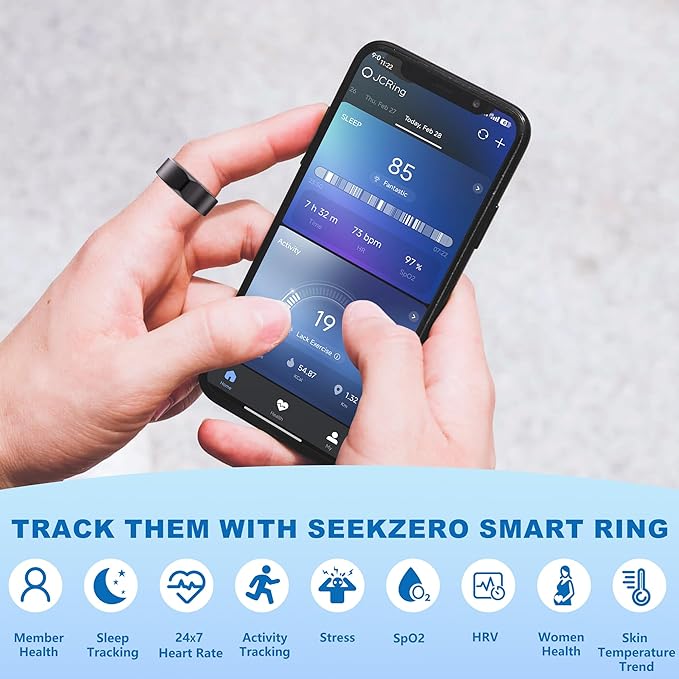 Smart Ring-Size First Before You Buy, No APP Subscription,7-10 Days of Use,Sleep & Activity Real-Time Monitor, Stress/Heart Rate/SPO₂ Tracker, Compatible with iOS and Android (Black, 10)