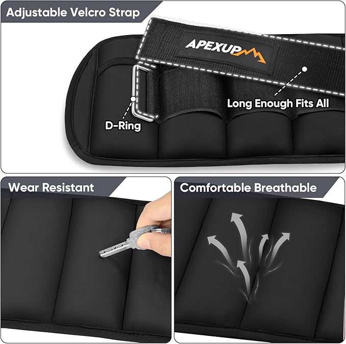 APEXUP 10lbs/Pair Adjustable Ankle Weights for Women and Men
