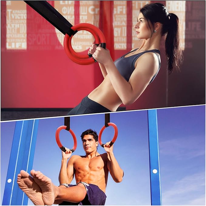 PACEARTH Gymnastic Rings 1100lbs Capacity with 14.76ft Adjustable