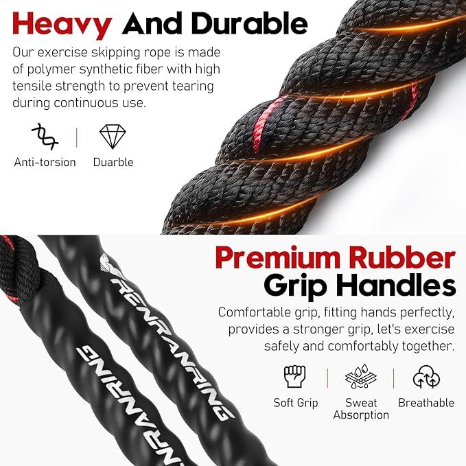 Jump Rope, 3lb 4lb 5lb Weighted Jump Rope 9.8ft Heavy