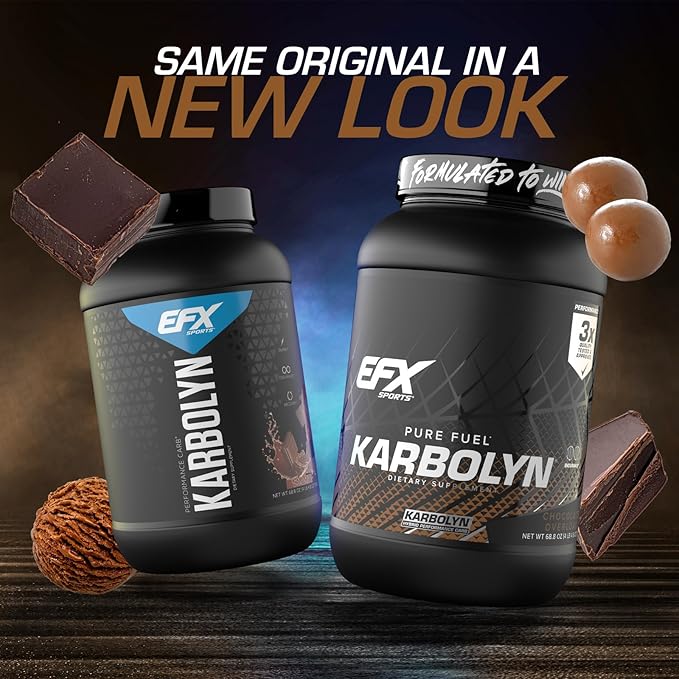 EFX Sports Karbolyn Fuel | Fast-Absorbing Carbohydrate Powder | Carb Load, Sustained Energy, Quick Recovery | Stimulant Free | 36 Servings (Chocolate Overload)