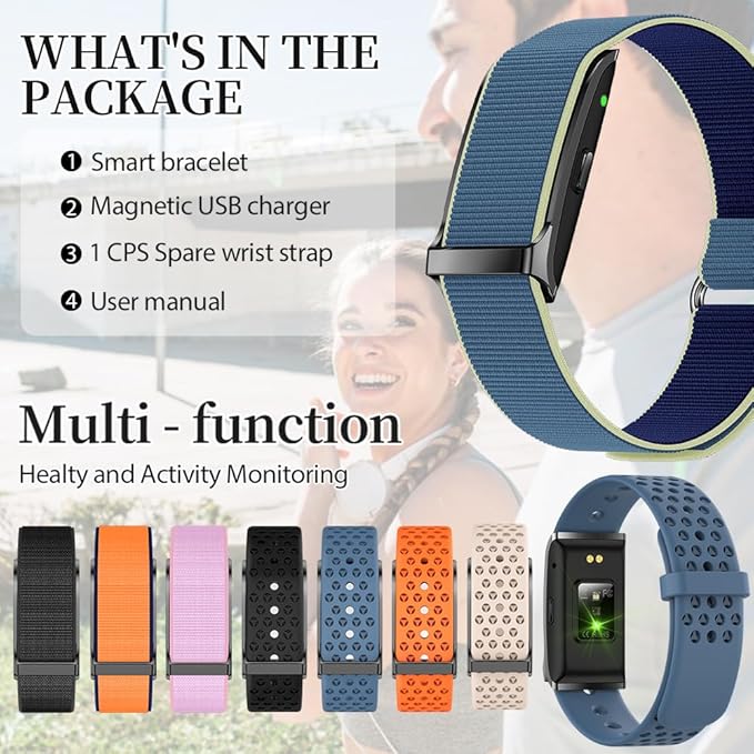 Smart Health Wristband for Men Women, Wearable Activity & Fitness Tracker with GPS, 100+ Sport Modes, Measuring Heart Rate, Health, Sleep, Stress, IP68 Waterproof Health Tracker with Free App