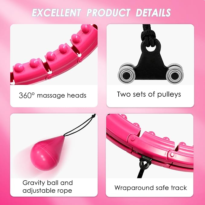 Brebon Weighted Hoola Exercise Fit Hoops Plus Size 2 in 1 Weight 24 Detachable