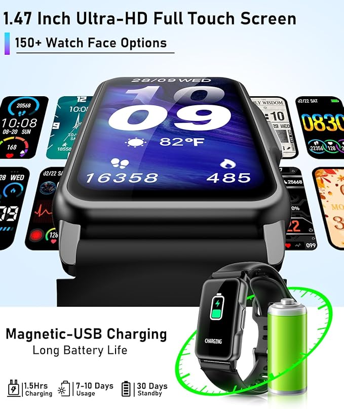 Smart Watch Fitness Tracker with 24/7 Heart Rate, Blood Oxygen Blood Pressure Monitor Sleep Tracker 120 Sports Modes Activity Trackers Step Calorie Counter IP68 Waterproof for Andriod iPhone Women Men