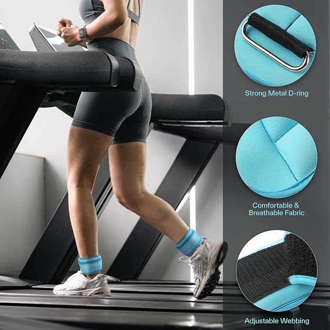 Sportneer Ankle Weights 0.5/1/2/3/5 LBS 1 Pair Wrist Leg Arm Weights for Women Men Kids Child with Adjustable Straps, Strength Weighted for Jogging Running Walking Fitness Gym Workout