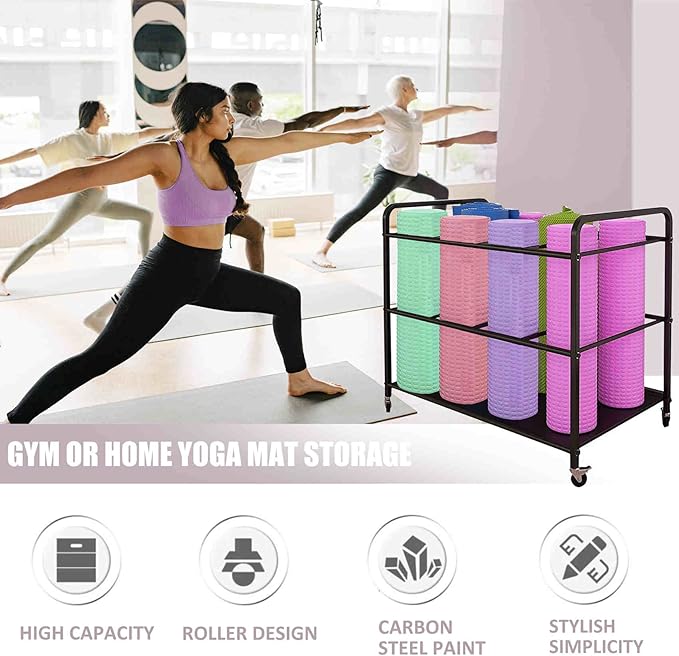 Yoga Mat Storage Rack Basket Workout Equipment Home