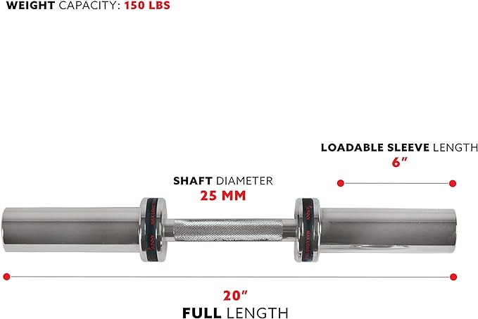 Sunny Health & Fitness Olympic Single Barbell Bar 20" Heavy 2 Inch OB-20