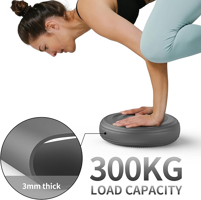 Inflated Wobble Cushion,Dyna Disc,Circular Non-slip Texture for Comfortable Sitting,Wiggle Seat to Improve Posture, Fitness, Stability for Sensory Kids Adults,Balance Seat with Pump for Core Strength