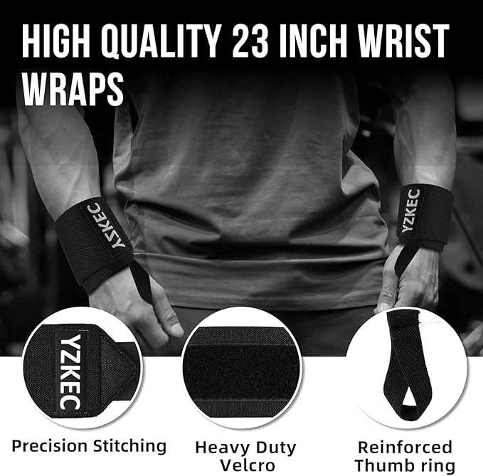 24" Cotton Weight Lifting Wrist Straps with Neoprene Cushioned Padded for Wrist Support and Protection,Weightlifting,Strength Training,Bodybuilding,Powerlifting,Dumbbell Workout,Men and Women (Pair)