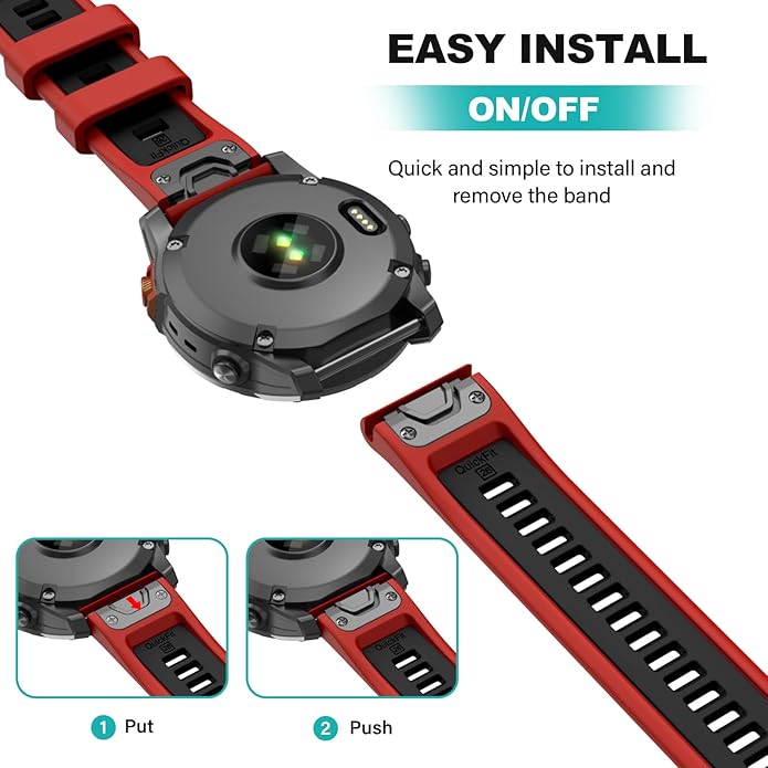 OVERSTEP Compatible with Fenix 7X Bands, 26mm Width Soft Silicone Replacement Strap for Fenix 7X Pro/Fenix 6X/ Fenix 5X/ Fenix 3 Smartwatch
