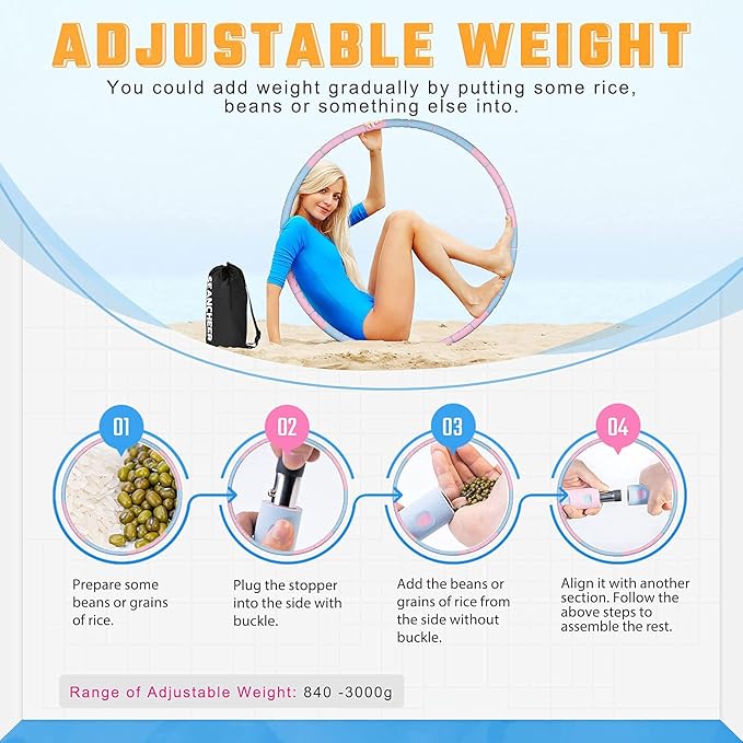Weighted Detachable Exercise Ring 2 to 5lb Adjustable, 8 Sections