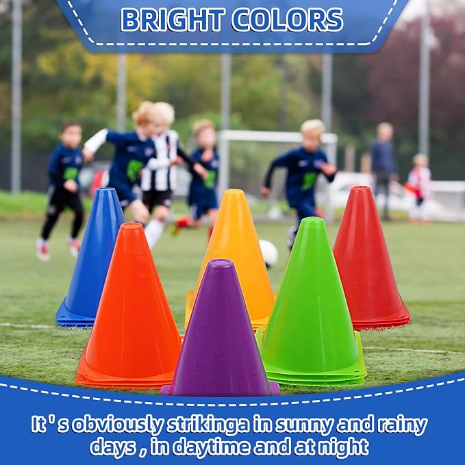 Training Plastic Traffic Cones Set - Indoor Outdoor (Multicolor,24 Pack,7 Pack,7 Inch)