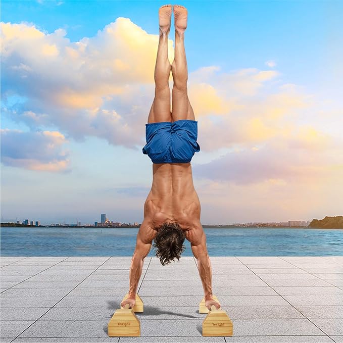 Yes4All Steel/Solid Wood Push Up Stand Parallel Bars
