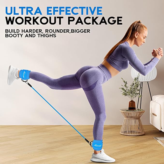 Ankle Resistance Bands, Ankle Bands for Working Out with Cuffs, Resistance Bands for Leg Butt Training Workout Equipment for Kickbacks Hip Gluteus Training Exercises, Ankle Strap with Exercise Bands