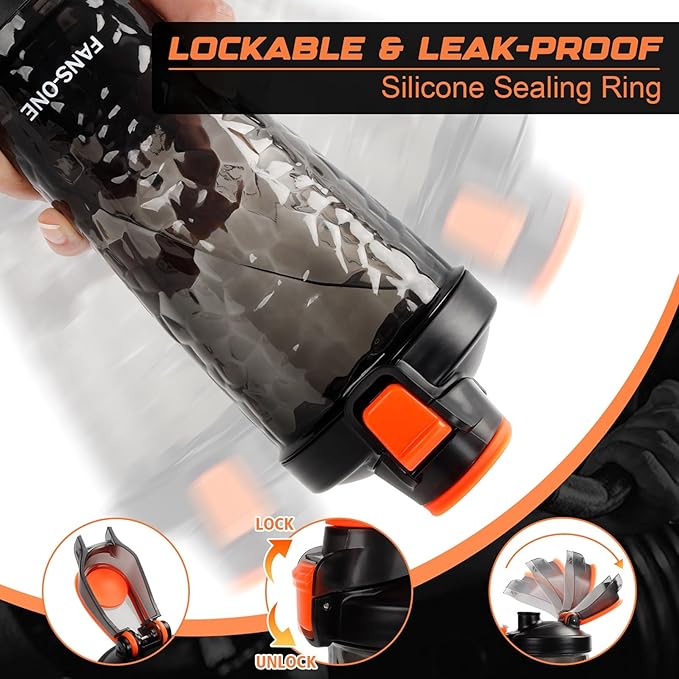 Electric Protein Shaker Bottle, 24oz Lockable Blender Cup Electric Shaker Bottles, Tritan USB Rechargeable Mixer, Portable Shaker Cups for Protein Shakes for Men Women, Black and Orange