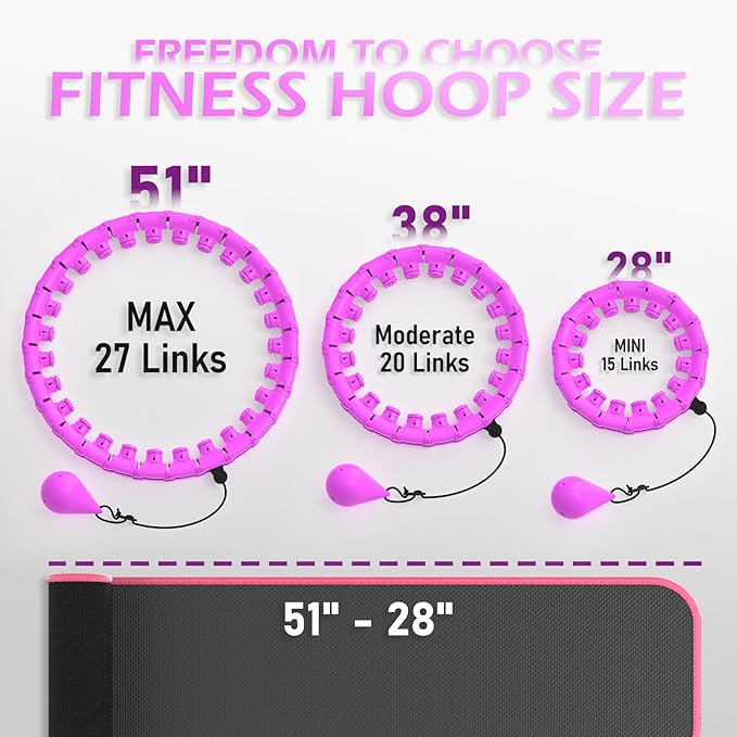 Weighted Hula Circle for Adults Weight Loss 51 Inch 27 Detachable