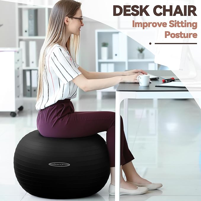 Anti-Burst and Slip Resistant Exercise Ball Yoga Ball 2,000-Pound Capacity,