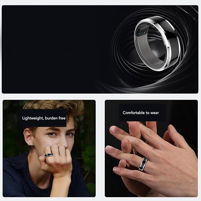 Fitness Smart Ring, Smart Health Ring, Sports Smart Ring Health Tracker for Women & Men, Continuously Records Sleep Quality, Heart Rate, Temperature, Blood Oxygen and Pedometer