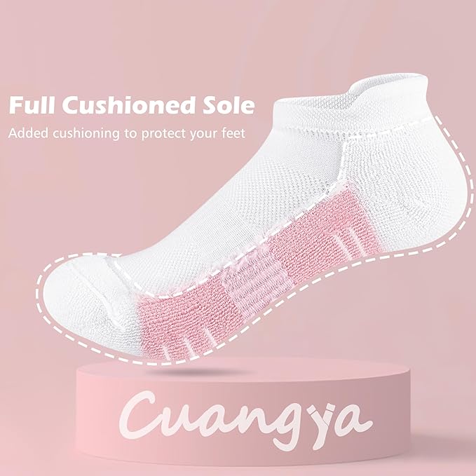 Ankle Socks Women Athletic No Show Socks Running Comfort Cushioned 5-Pairs