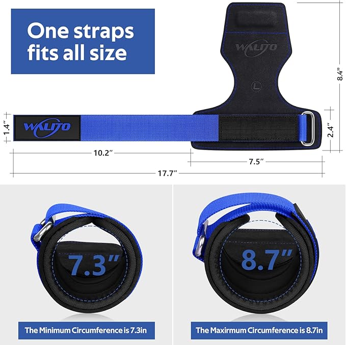 WALITO Weight Lifting Wrist Straps (Pair),Double Layer Leather Grips for Deadlift,Powerlifting and Gym Workouts, Adjustable Neoprene Padded Wrist Wraps - Men/Women, Heavy Duty Support