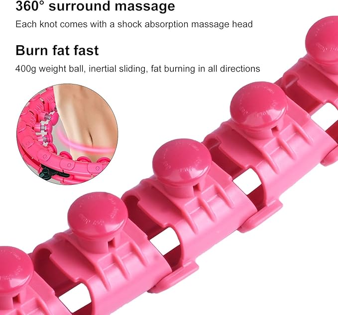 Smart Adjustable Hoop 24 Knots 360° Massage 2 in 1 Detachable MHG05, Pink