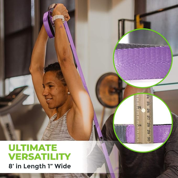 Gradient Fitness Stretching Strap for Physical Therapy 12 Multi-Loop 1.5" W 8' L,