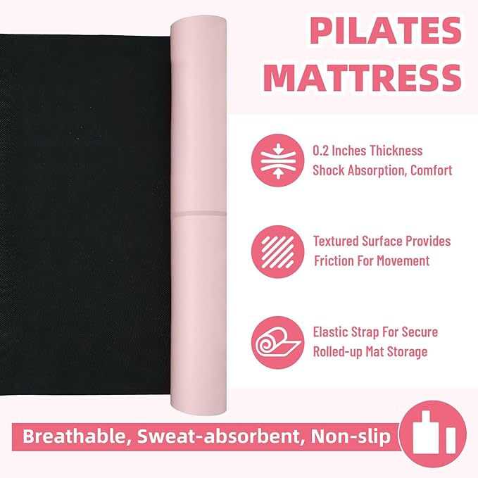 Pilates Reformer Mat 5 mm (24"), Pink