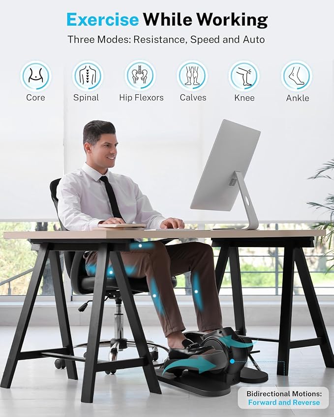 Gonex Under Desk Elliptical Exercise Machine, Leg Exerciser While Sitting for Seniors, 3-in-1 Mini Seated Pedal Exerciser as Seen on TV, 10 Resistance Levels, Manual/Auto Mode Mode for Home Office