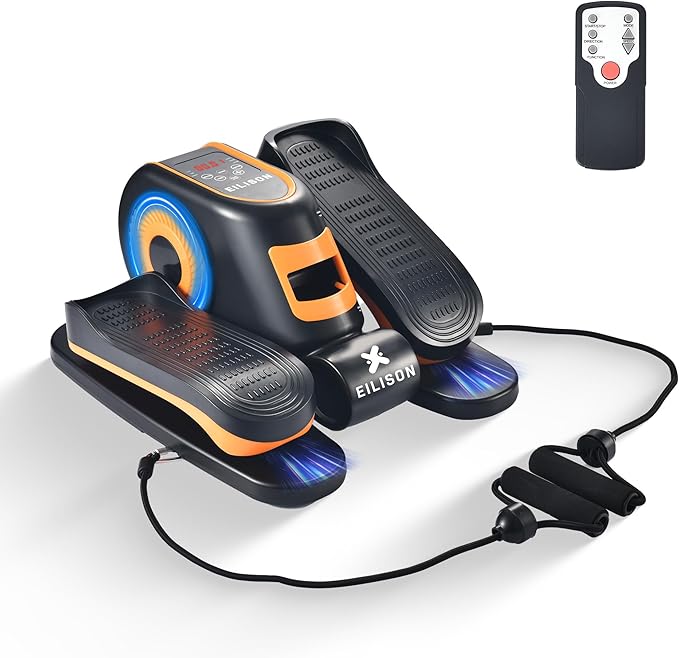 EILISON Under Desk Elliptical Machine, Electric Ellipse Leg Exerciser as Seen on TV with Resistance Band, Quiet Portable Elliptical Machine, Seated Pedal Exerciser with Remote Control