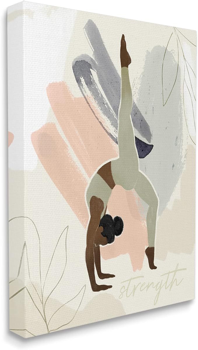Stupell Industries Strength Abstract Leaf Simple Yoga Fitness Person