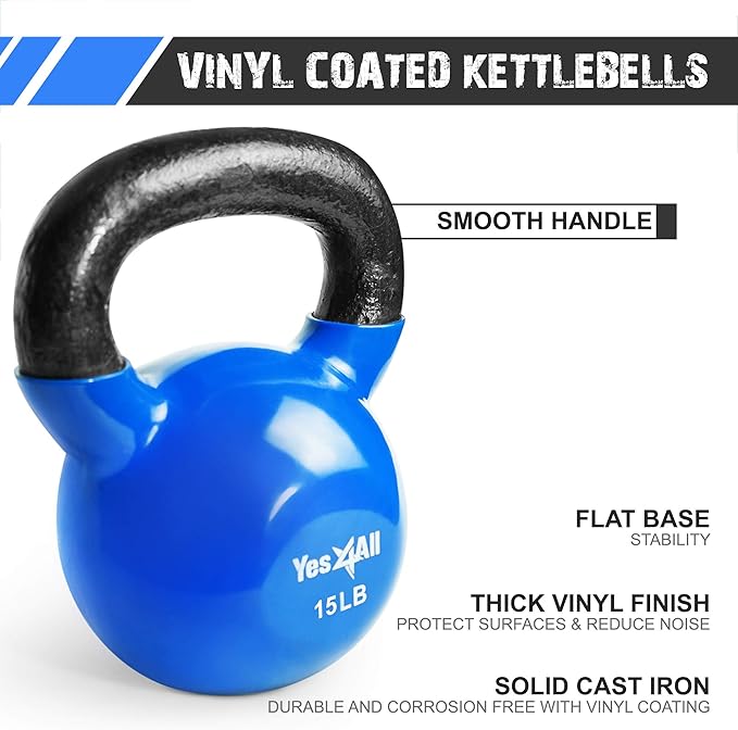 Yes4All Combo Kettlebells Vinyl Coated Weight Sets Great