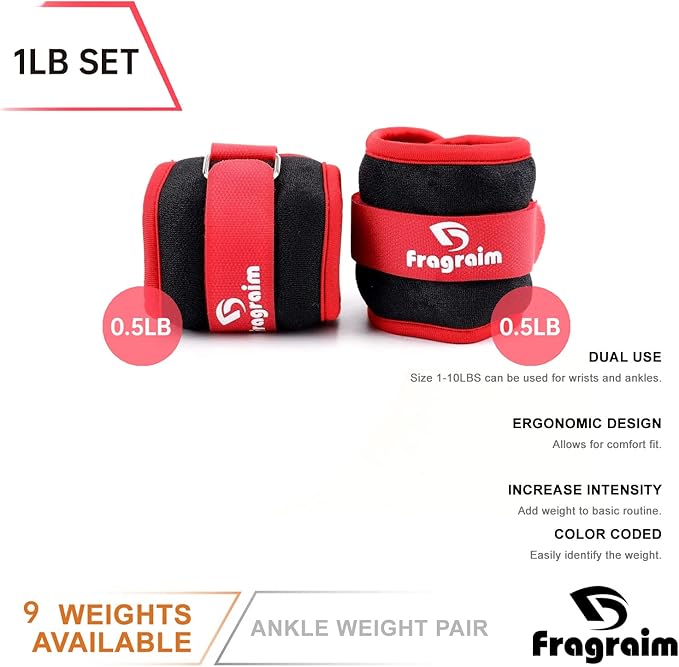 Ankle Weights for Women 1/2/3/4/6/8/10/12/15/20 LBS 1 Pair