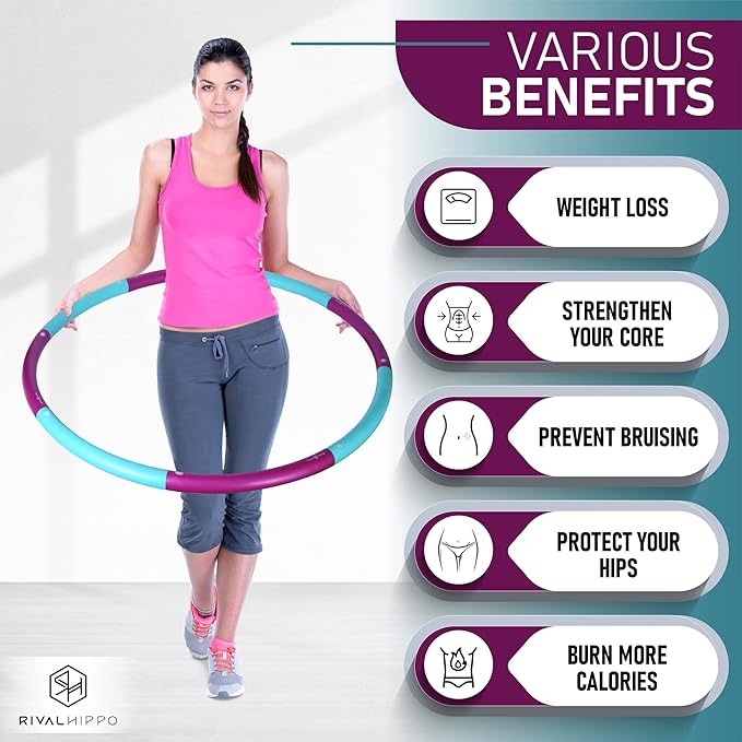 Detachable and Adjustable Weighted Hula Hoop for Adult 8 Push-to-Connect 3.04 Pounds, 36 Inches)