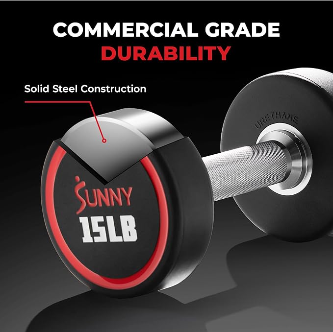 Sunny Health & Fitness Premium Polyurethane Commercial Grade 5-50LB