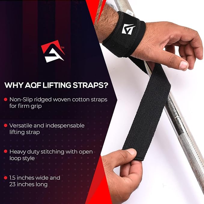 Lifting Wrist Straps for Weightlifting, Powerlifting & Deadlifts – 23” Neoprene Padded Cotton Straps for Strength Training & Gym Workouts - Maximum Grip Support for Men & Women