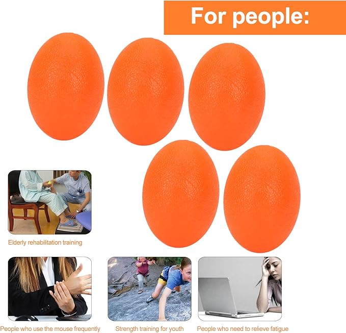 Sonew 5pcs Silicone Grip Ball Egg-Shaped Wrist Exercise