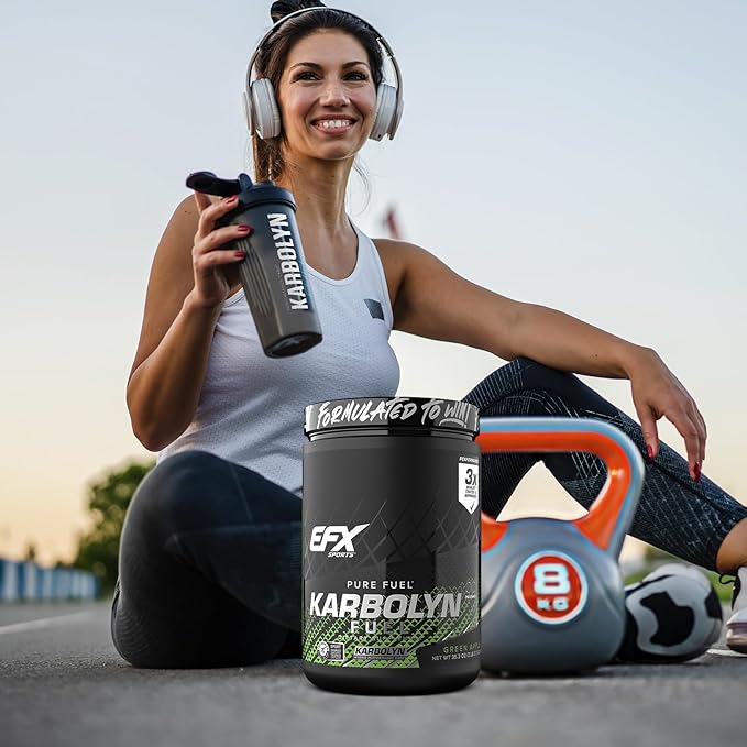 EFX Sports Karbolyn Fuel | Fast-Absorbing Carbohydrate Powder | Carb Load, Sustained Energy, Quick Recovery | Stimulant Free | 18 Servings (Green Apple)