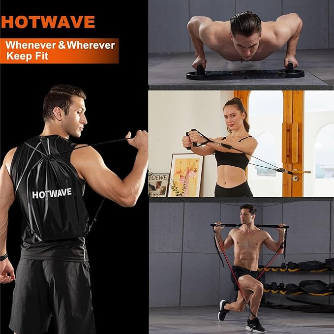 HOTWAVE Portable Exercise Equipment with 16 Gym Accessories.20 1 Push