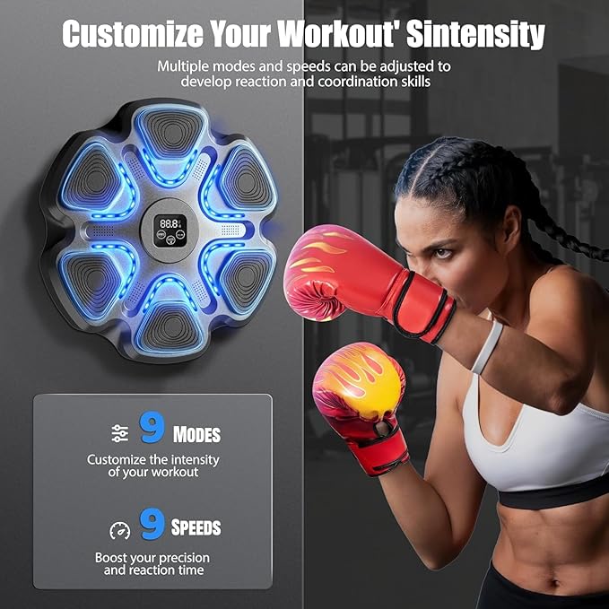 Music Boxing Machine,Smart Bluetooth Boxing Machine for Adults & Kids,Boxing Training Machine with Boxing Gloves, Music Playback Boxing Workout Equipment Target for Home, Office, Gym