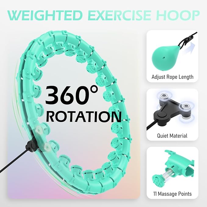 Weighted Hula Circle for Adults Weight Loss 51 Inch 27 Detachable