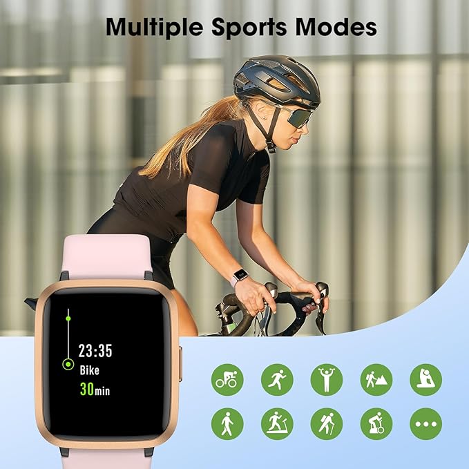 Fitness Tracker Watch with Heart Rate Monitor 5ATM Waterproof
